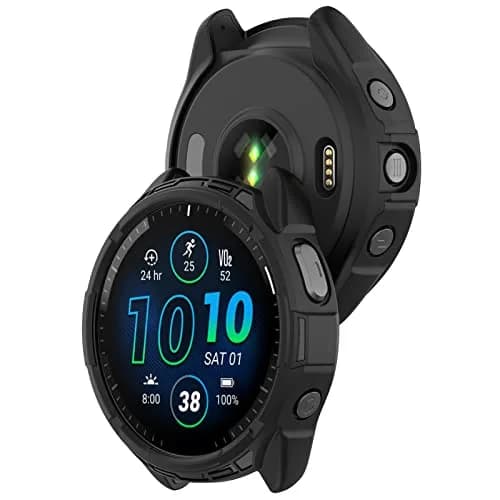 Chofit Soft TPU Case for Garmin Forerunner 965 | Black & Orange, Lightweight Protective Shell thumbnail 5