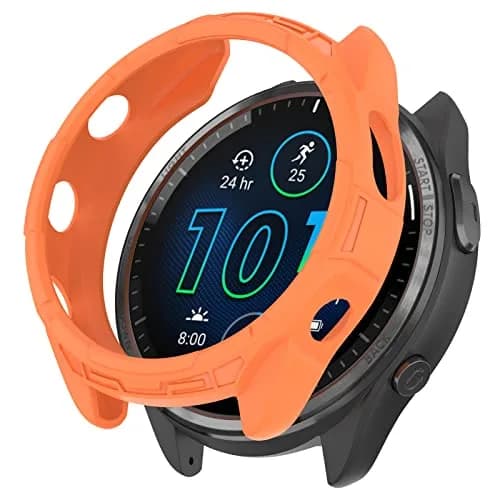 Chofit Soft TPU Case for Garmin Forerunner 965 | Black & Orange, Lightweight Protective Shell thumbnail 3