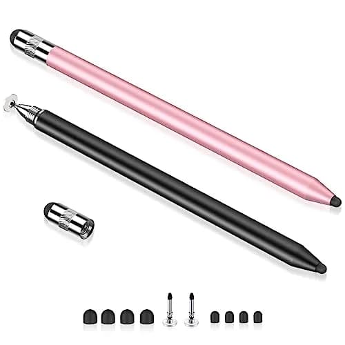 MEKO 3-in-1 Universal Stylus Pen for Touchscreens, 2-Pack Black/Rose Gold | Highly Sensitive Disc & Rubber Tips thumbnail 8