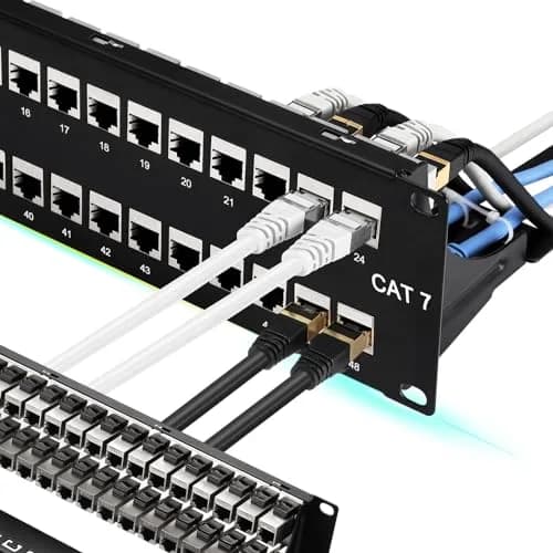 Rapink 48 Port Cat7 STP Shielded Patch Panel 19-Inch | Toolless Termination for 10Gbps Speeds thumbnail 1