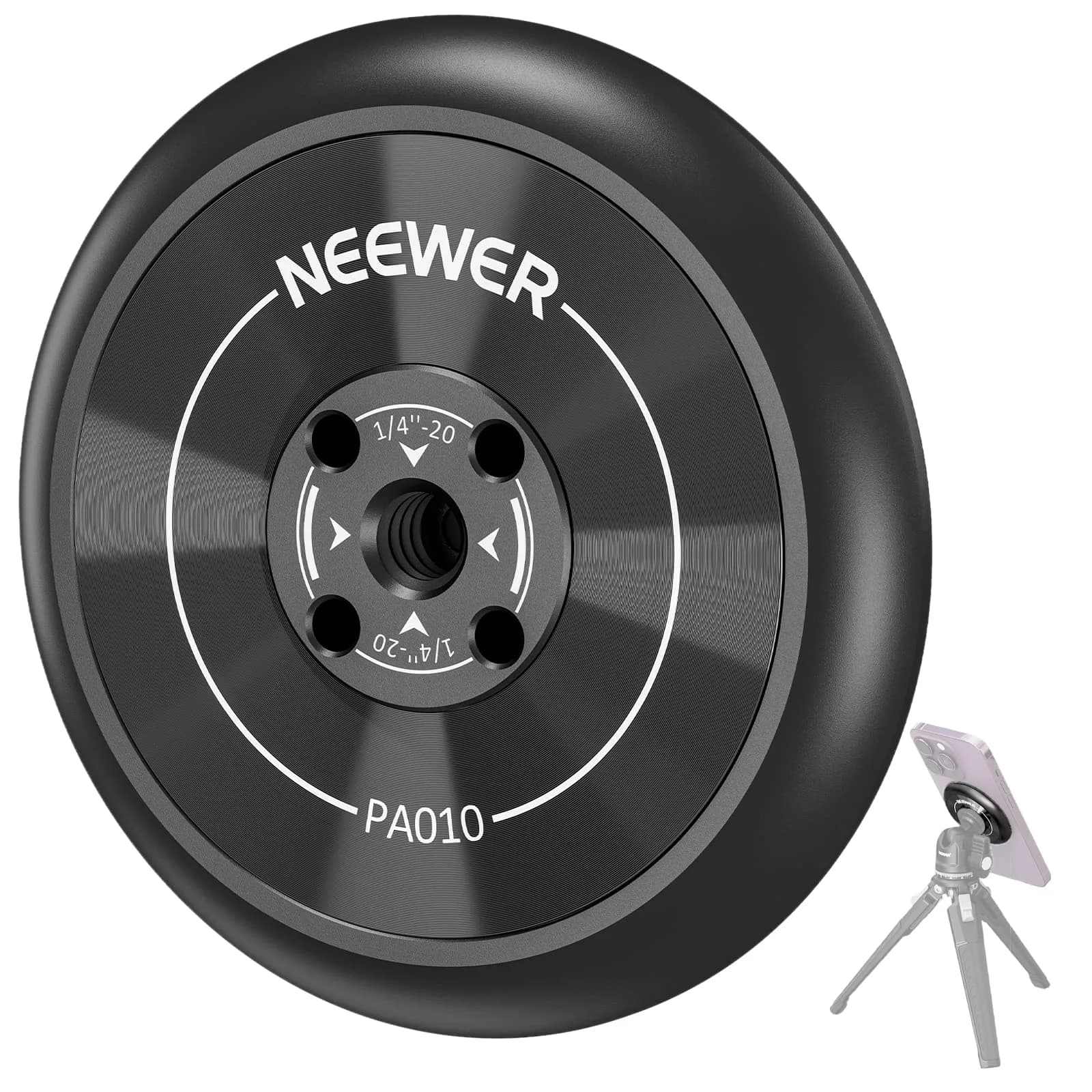 NEEWER Magnetic Phone Tripod Mount Adapter with Adhesive Ring for MagSafe iPhones | 59mm x 59mm x 7mm — PA010