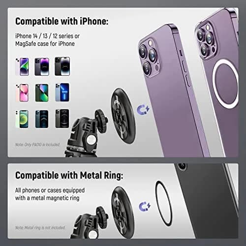 NEEWER Magnetic Phone Tripod Mount Adapter with 1/4" Holes & 600g Load Capacity | Black Aluminum Alloy thumbnail 7