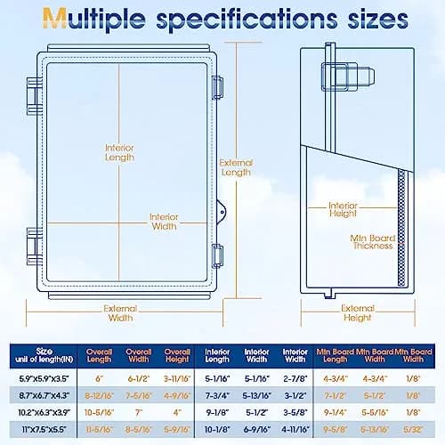 XINYIELE Waterproof Outdoor Project ABS Plastic Junction Box 8.7"X6.7"X4.5" | Weatherproof Dustproof Enclosure thumbnail 5