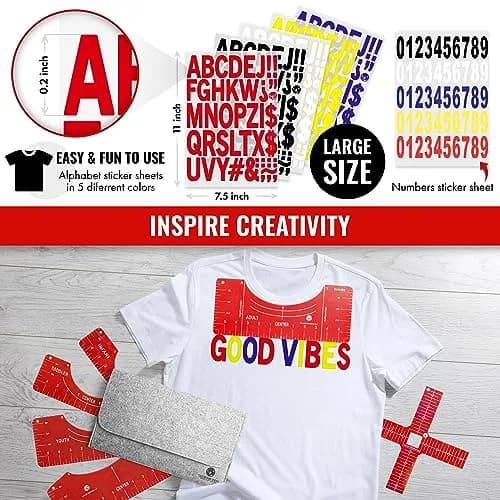 Good Life Ideas T-Shirt Ruler Guide Kit 5 Sizes | Clear PVC Alignment Tool for Heat Press & Vinyl Projects thumbnail 2