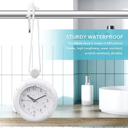 LVOERTUIG Waterproof Shower Clock, Silent Analog Bathroom Clock with Rope & Stand | IP3 Waterproof thumbnail 4