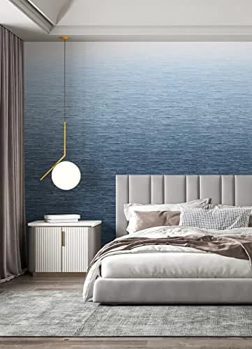 A-Street Prints Walls by Katie Hunt Into The Deep Dark Blue Ombre Wall Mural | Modern Blue Gradient with Textural Grasscloth Detailing thumbnail 2