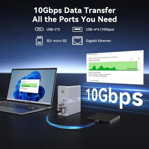 Tobenone DisplayLink Docking Station 3 Monitors 18 Ports | Triple 4K@60Hz, 120W Power Adapter thumbnail 6