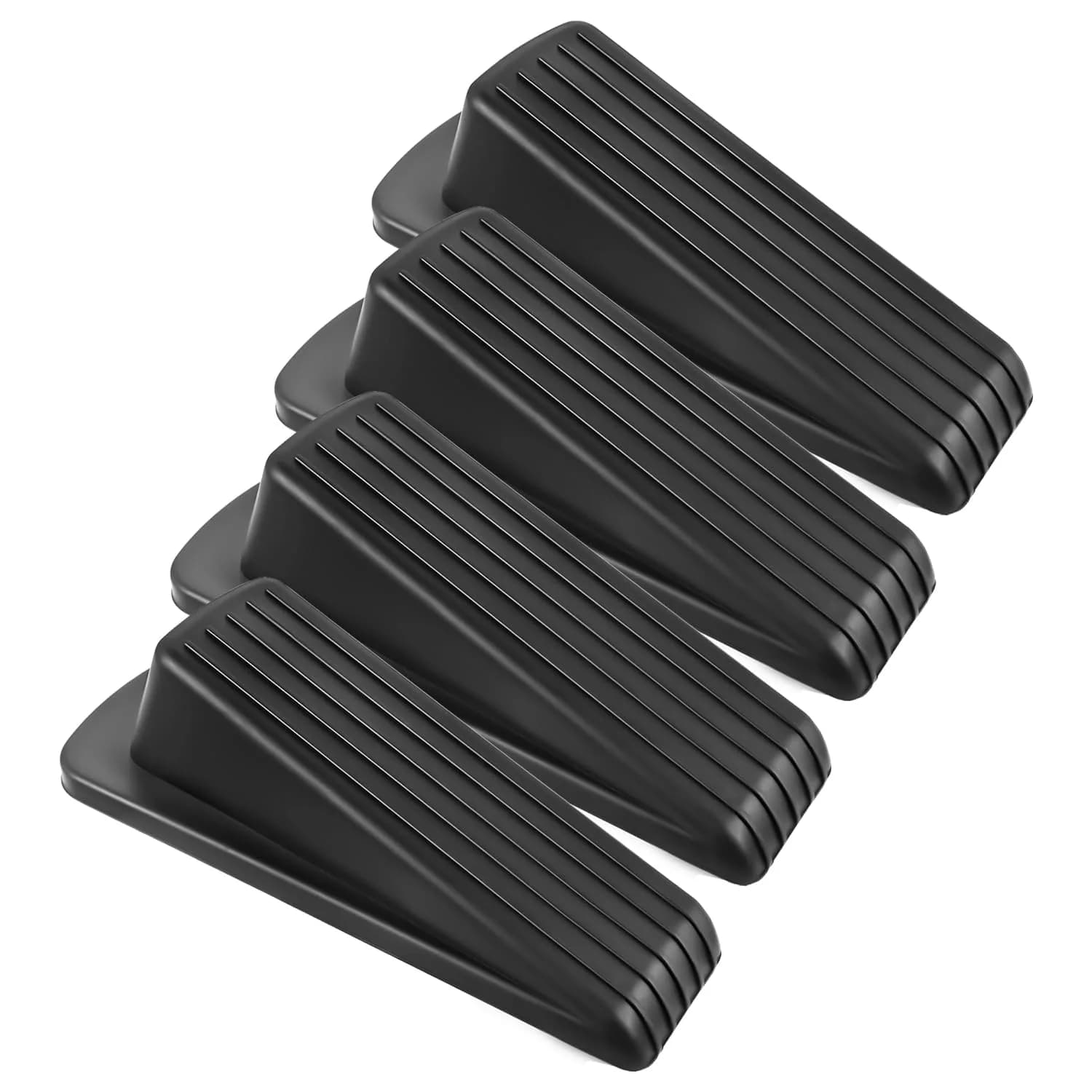 JZWBLILY Black 4 Pack Door Stopper Wedge | Heavy Duty Rubber Floor Stopper for All Surfaces