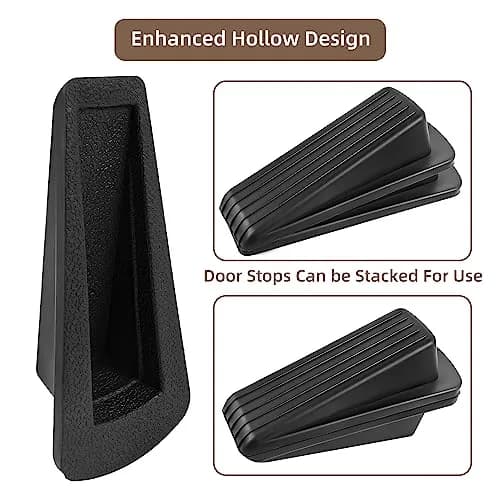 JZWBLILY Black 4 Pack Door Stopper Wedge | Heavy Duty Rubber Floor Stopper for All Surfaces thumbnail 4