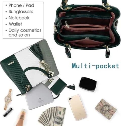 Pomelo Best Women's Top-Handle Satchel Bag 29.2 cm (11.5 in) | Multi-Pocket PU Leather Shoulder Crossbody Bag thumbnail 7