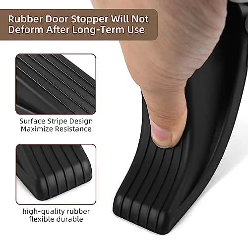 JZWBLILY Black Door Stopper Wedge 2 Pack | Premium Rubber for Heavy Duty Doors thumbnail 3