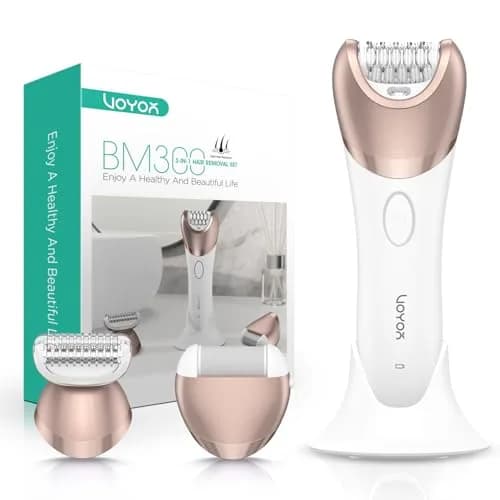 VOYOR BM300 Epilator for Women, 3-in-1 Hair Removal Kit with 30 Tweezers, Rechargeable & Cordless Epilator, Shaver & Callus Remover (Champagne Gold) thumbnail 1