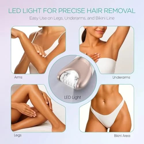 VOYOR BM300 Epilator for Women, 3-in-1 Hair Removal Kit with 30 Tweezers, Rechargeable & Cordless Epilator, Shaver & Callus Remover (Champagne Gold) thumbnail 4