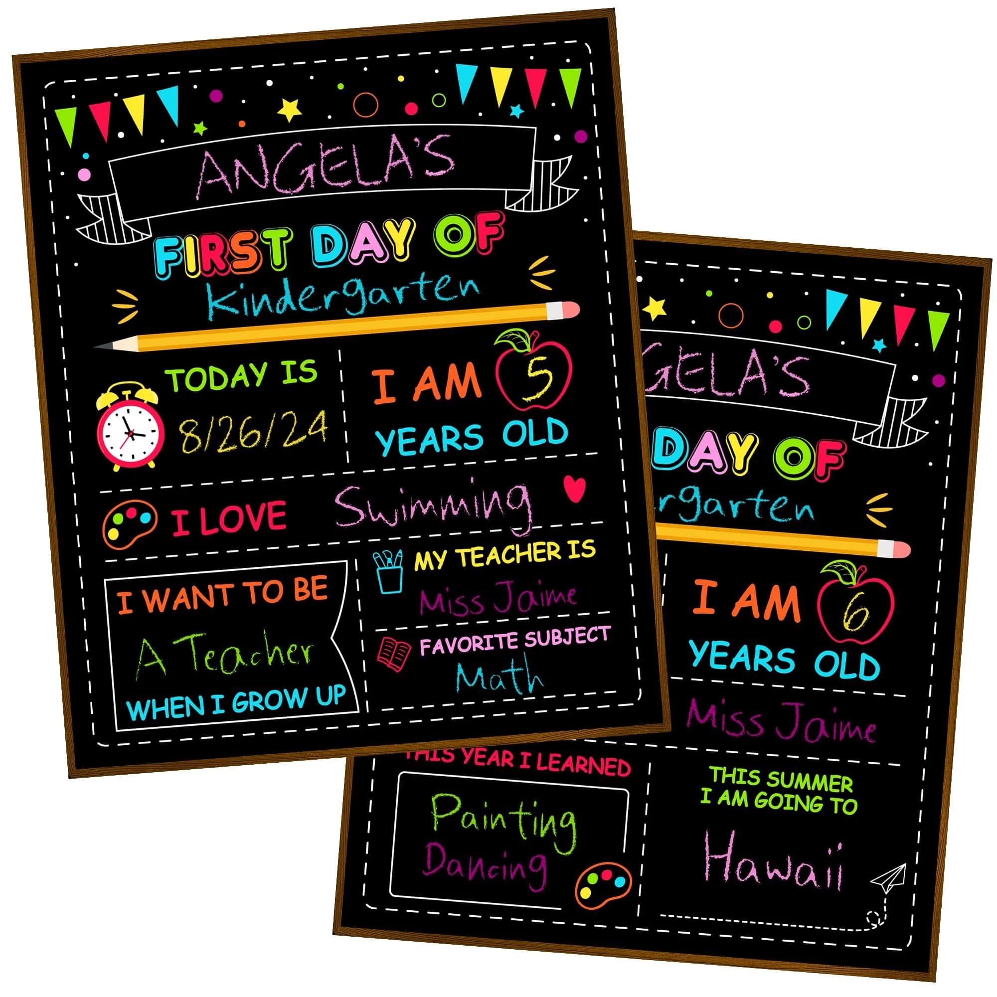 Melisheer Double-Sided First Day of School Board 30.48cm (12"H x 10"W) | Reusable Chalkboard for Kids' Milestones - main product image