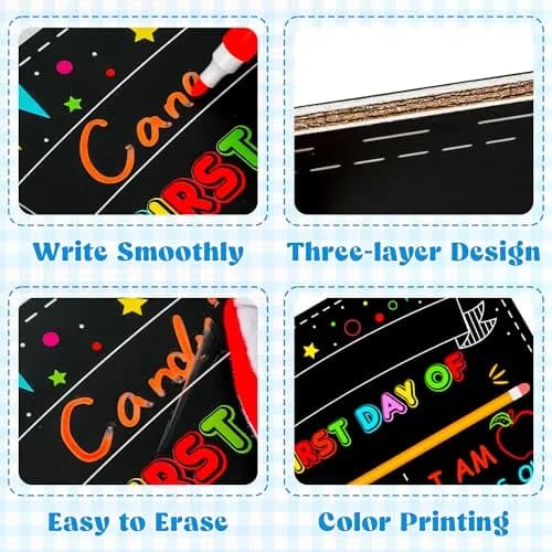 Melisheer Double-Sided First Day of School Board 30.48cm (12"H x 10"W) | Reusable Chalkboard for Kids' Milestones thumbnail 4