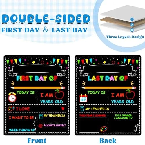 Melisheer Double-Sided First Day of School Board 30.48cm (12"H x 10"W) | Reusable Chalkboard for Kids' Milestones thumbnail 2