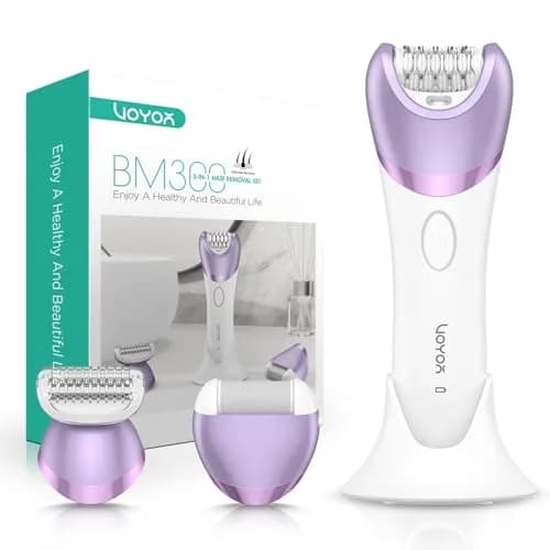 VOYOR BM300 Epilator for Women, Cordless Rechargeable Wet & Dry Hair Removal Device with 30 Tweezers & 3 Heads (Purple) thumbnail 1