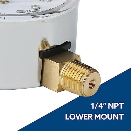 senctrl Pressure Gauge, 0-3 psi, Chrome Steel, 1/4" NPT Lower Mount | Low Pressure Test Tool thumbnail 6
