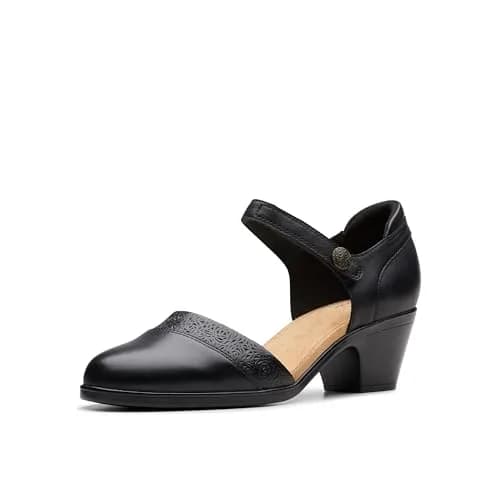 Clarks Collection Emily 2 Ketra Black Leather Pump 55mm (2.2 inch) Heel | Ultimate Comfort Foam Footbed thumbnail 1