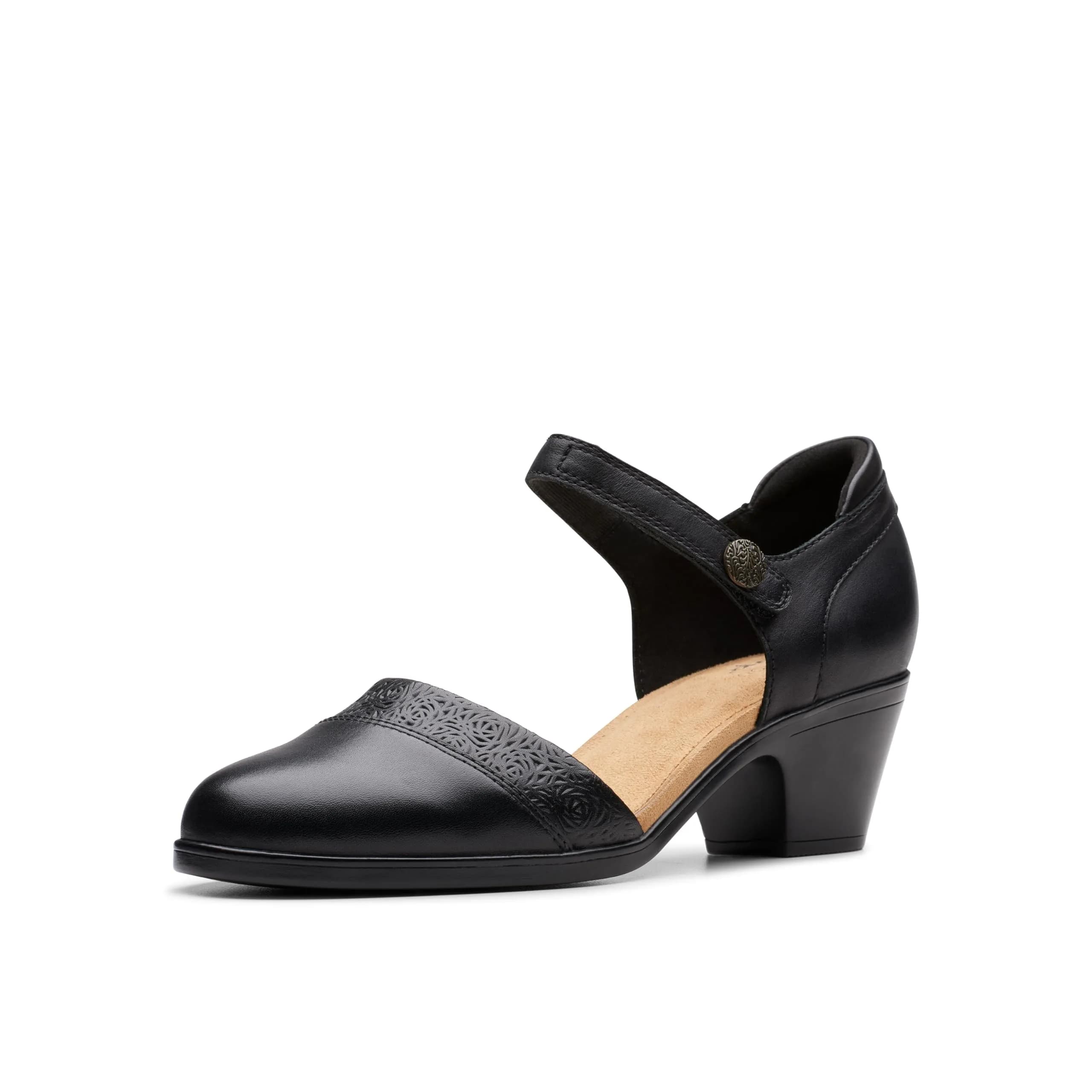 Clarks Collection Emily 2 Ketra Black Leather Pump 55mm (2.2 inch) Heel | Ultimate Comfort Foam Footbed - main product image