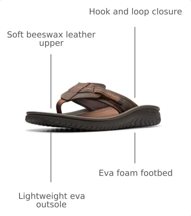 Clarks Wesley Sun Flip-Flop Beeswax Leather 7 Medium US | Classic Casual Comfort thumbnail 3