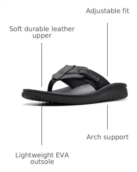 Clarks Wesley Sun Flip-Flop 7 Medium US | Soft Leather, Impact-Absorbing EVA thumbnail 4