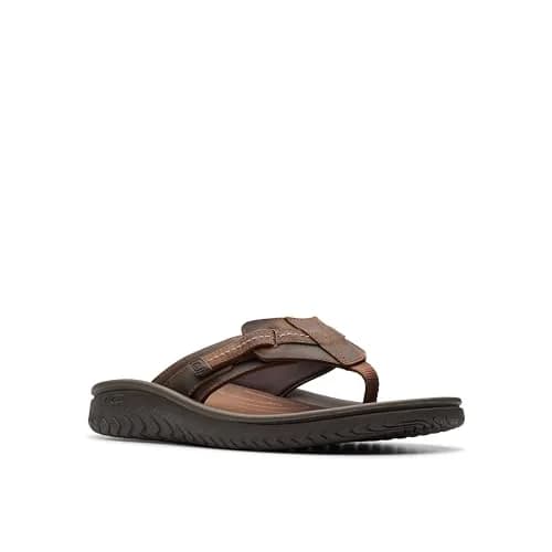 Clarks Collection Men's Wesley Sun Flip-Flop Beeswax Leather 27.5 cm (10 US Medium) | Classic Leather Flip-Flop for Everyday Wear thumbnail 10