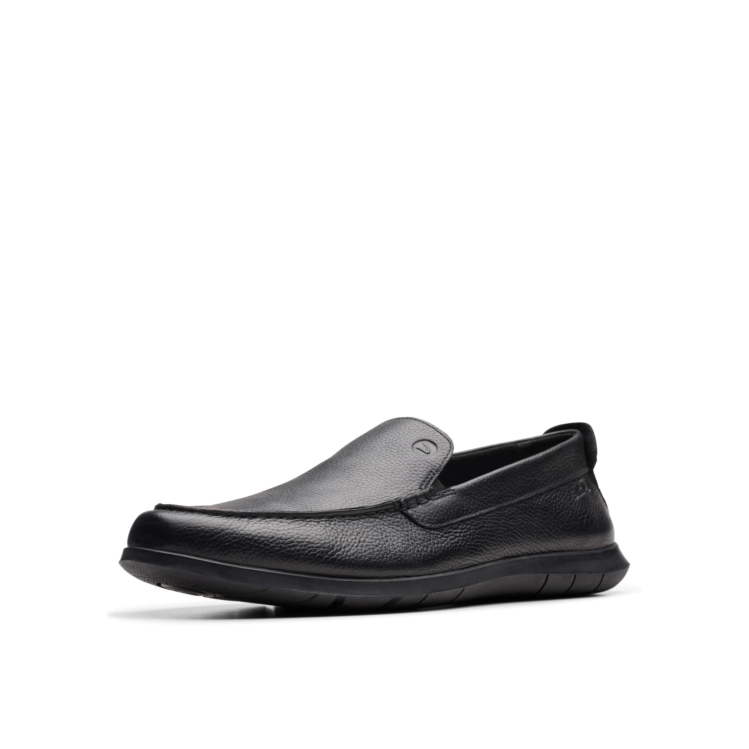 Clarks Collection Men's Flexway Step Moccasin, Black Leather, 11.5 Wide (29.2cm / 11.5 US Wide) - main product image