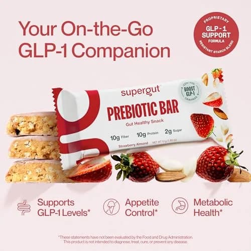 Supergut GLP-1 Boosting Prebiotic Bars, Strawberry Almond | Gut Health & Energy (70-120 chars) thumbnail 2