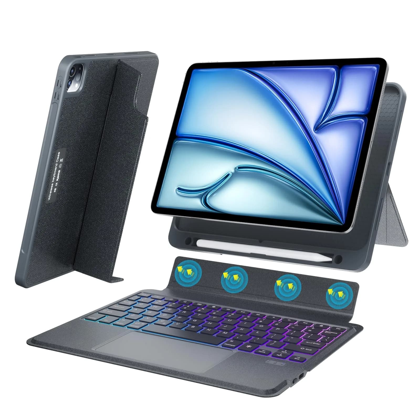 OPAKIT Magnetic Detachable Keyboard Case for iPad Air 13-inch M2 2024 | Wireless Keyboard Cover with Multi-Touch Trackpad & 7-Color Backlit - main product image