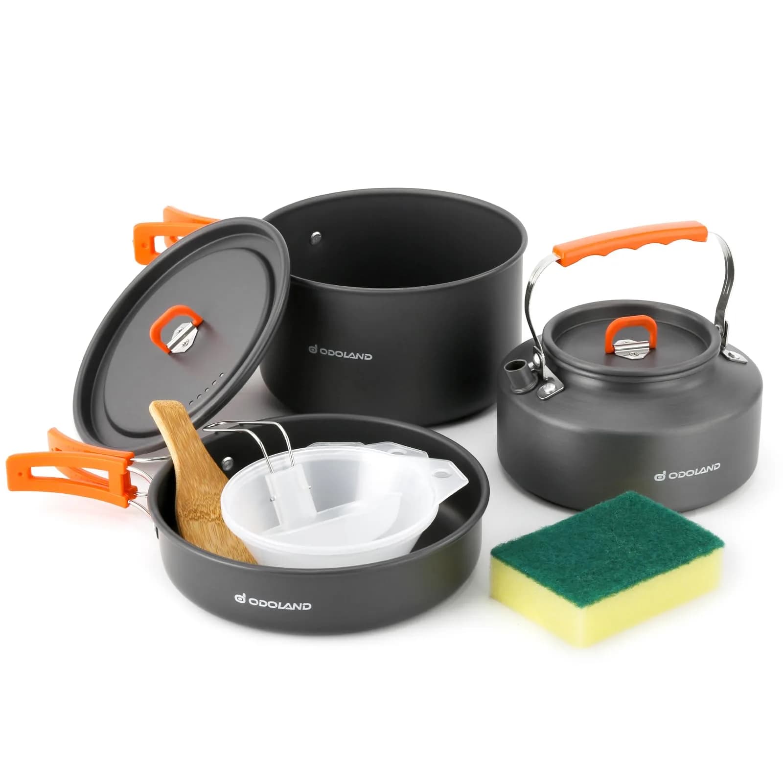 Odoland Camping Cookware Set 10pcs | Lightweight Aluminum Pots & Pans for Outdoor Cooking