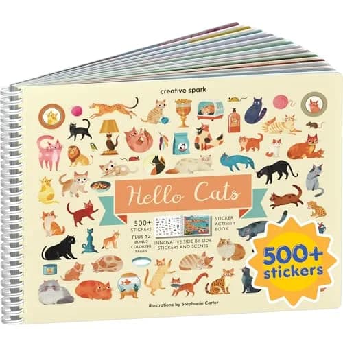 CUPKIN Hello Cats Sticker Book for Girls | Toddler Airplane Activity Coloring + Sticker Book — Hello Cats