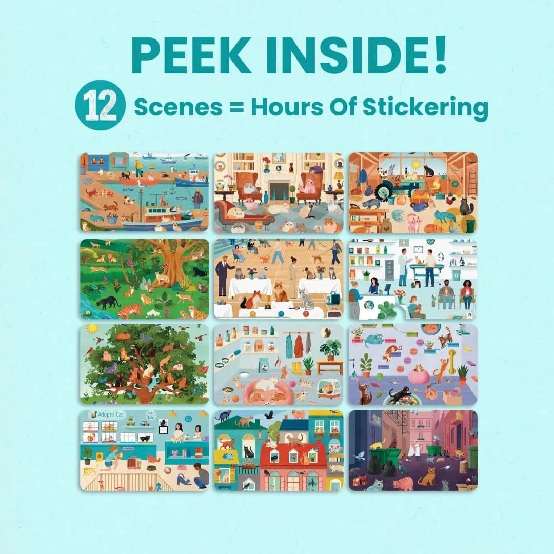 CUPKIN Hello Cats Sticker Book for Girls | Toddler Airplane Activity Coloring + Sticker Book thumbnail 5