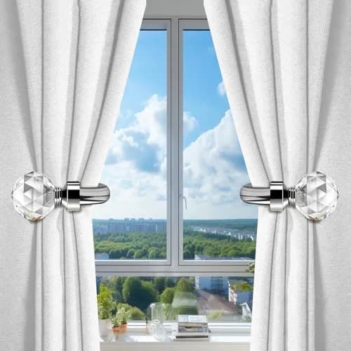 HIKMLK Crystal Curtain Holdbacks 2pcs | Heavy Duty Metal Tiebacks with Crystal Accents thumbnail 5