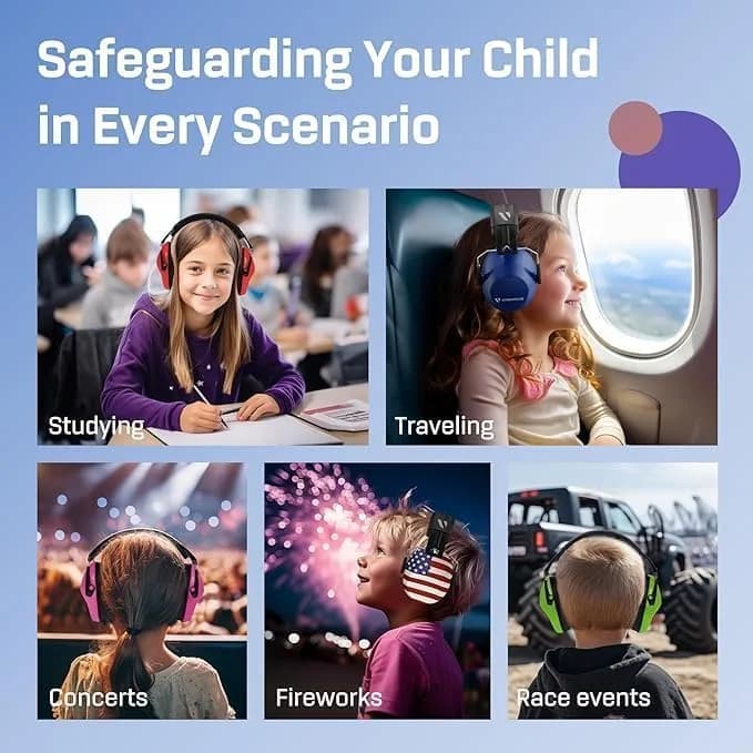 Vanderfields Kids Noise Canceling Headphones - 240g (8.5 oz) - Dinosaur Club Pattern | Certified Hearing Protection Earmuffs thumbnail 8