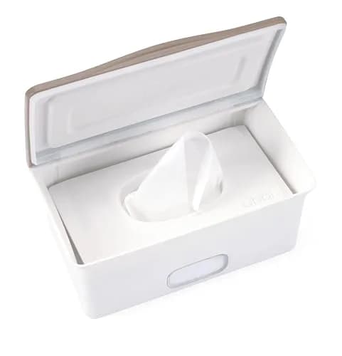 Ubbi Baby Wipes Dispenser with Weighted Plate, Taupe | Modern Nursery Organizer for Wipes thumbnail 1