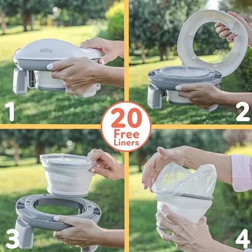 Nuby On-The-Go Portable Potty | Compact Toddler Travel Toilet Seat with Disposable Liners thumbnail 6