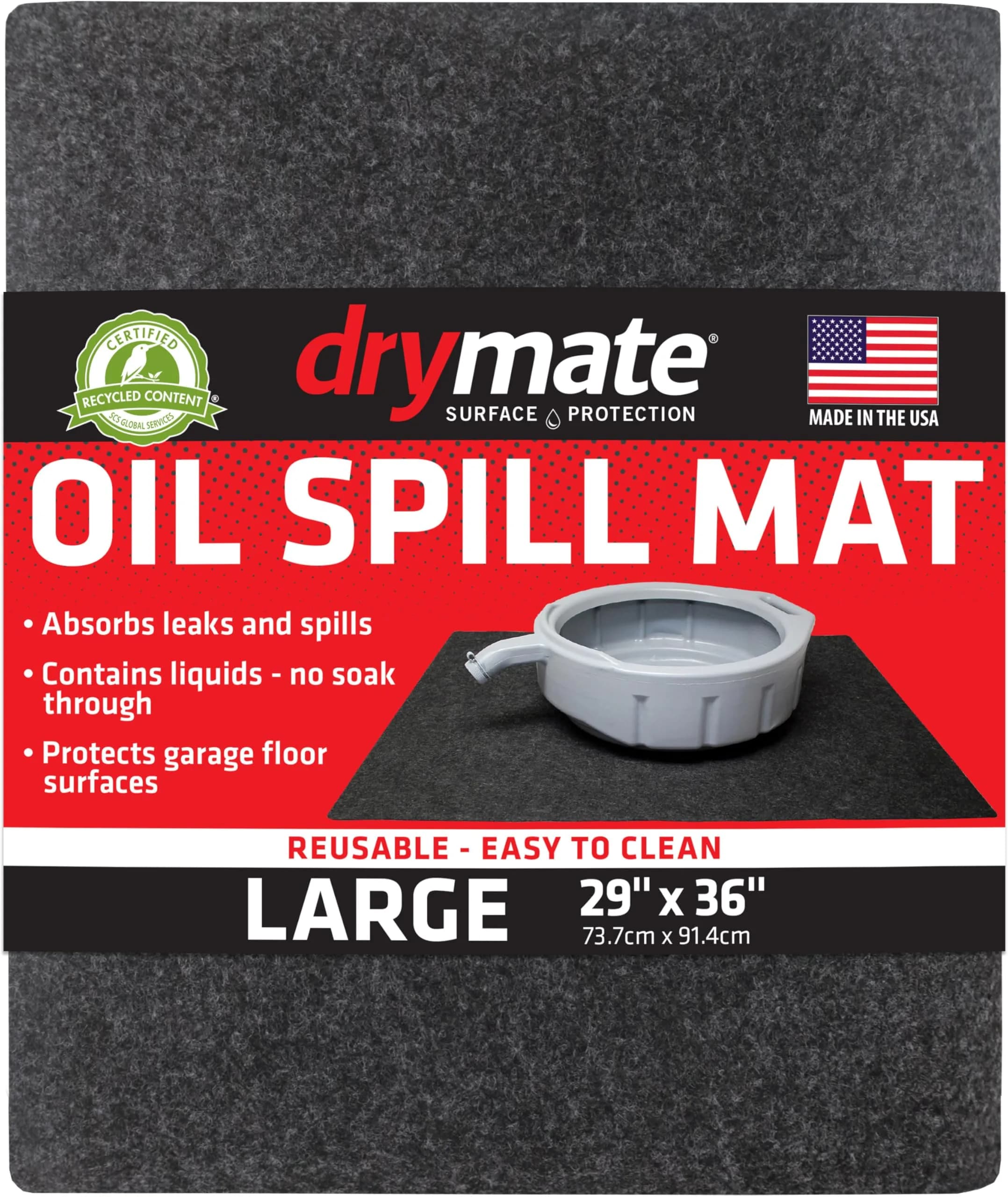 Drymate XL Oil Spill Mat (36" x 59") (12-Pack) | Reusable, Waterproof Garage Floor Protector - main product image