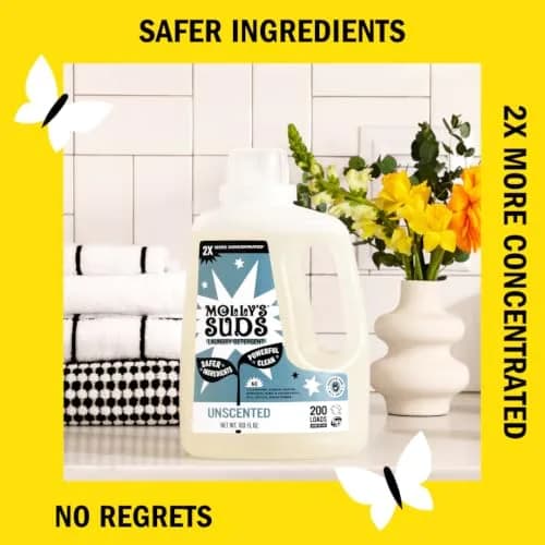 Molly's Suds Liquid Laundry Detergent 100 Fl Oz | Unscented, Sensitive Skin Friendly, 200 Loads thumbnail 3