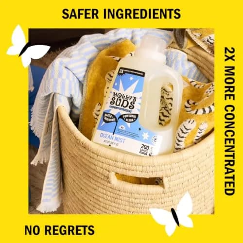 Molly's Suds Liquid Laundry Detergent 100 Fl Oz | Sensitive Skin Friendly, 2x Concentrated HE (Ocean Mist - 200 Loads) thumbnail 3