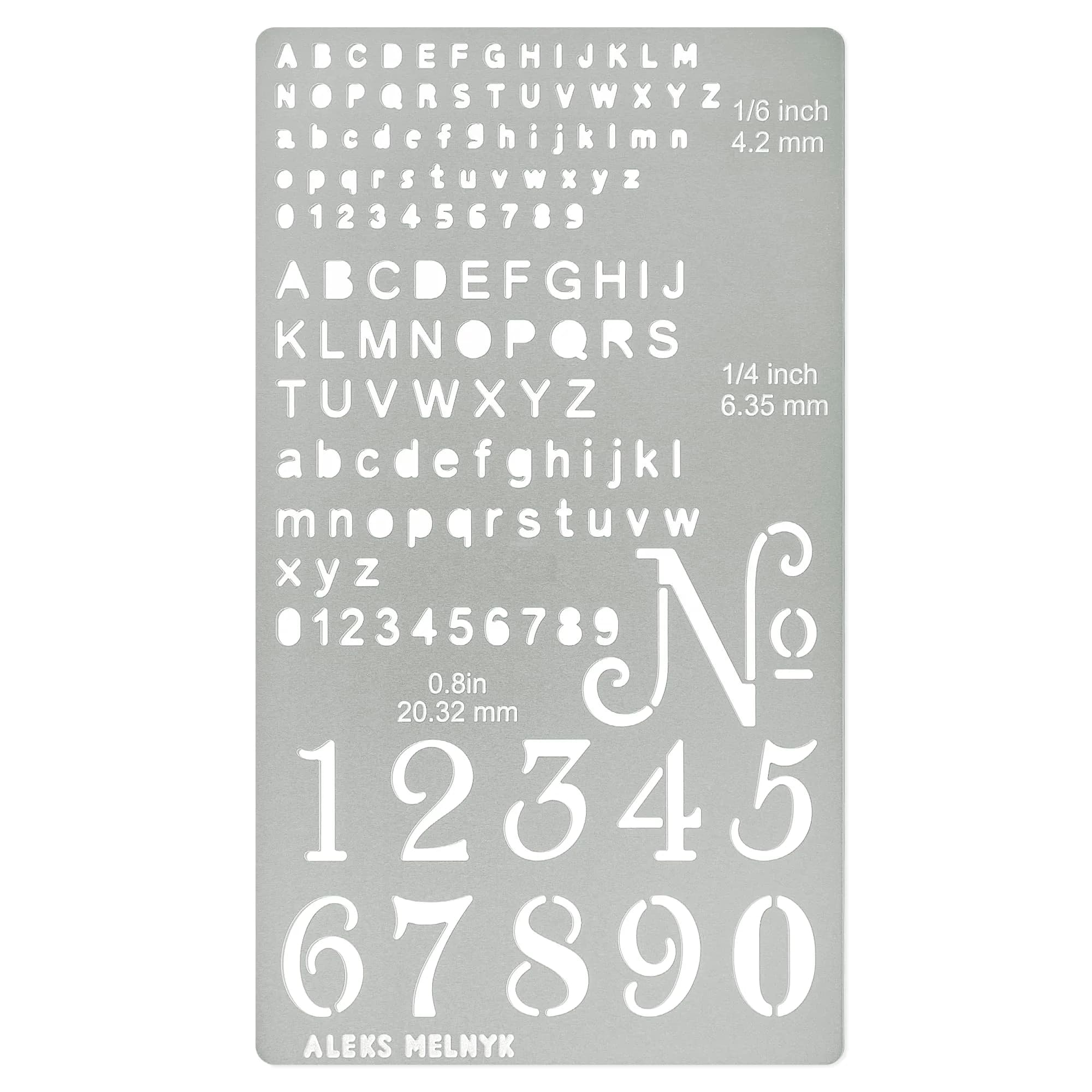 Aleks Melnyk No.422 Metal Stencil, Tiny Letters, 10.2cm x 17.8cm | Durable Metal Template for Bullet Journaling