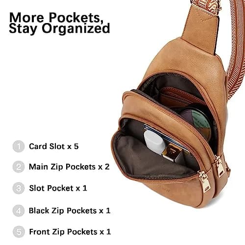 BOSTANTEN Sling Bag for Women Leather Crossbody Bags Fanny Pack for Travel | Multi-Functional & RFID thumbnail 2