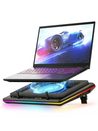 llano V12 Gaming Laptop Cooling Pad with RGB 15.6-19 inch | 5.5-inch Turbofan, 3-Port USB Hub, Dust Filter thumbnail 1