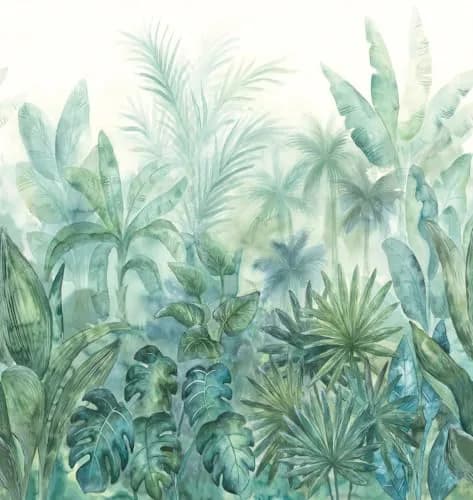 A.S. Création Livingwalls Non-Woven Wallpaper, Palm Leaves, 2.80 m x 2.65 m | Tropical Green & Blue thumbnail 1