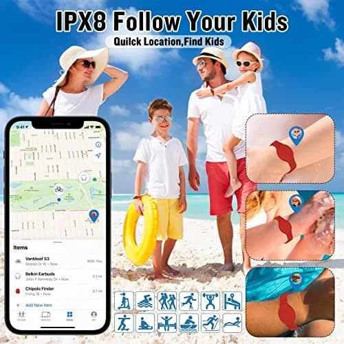KAHADI Waterproof AirTag Bracelet for Kids, Silicone Wristband, GPS Tracker Case, Red | Secure Anti-Loss Protection thumbnail 4
