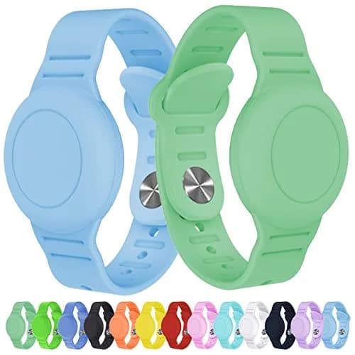 KAHADI Waterproof AirTag Bracelet for Kids | Silicone Wristband GPS Tracker, Anti-Loss, 2-Pack, Blue Matcha (7 in) thumbnail 1