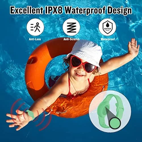 KAHADI Waterproof AirTag Bracelet for Kids | Silicone Wristband GPS Tracker, Anti-Loss, 2-Pack, Blue Matcha (7 in) thumbnail 3