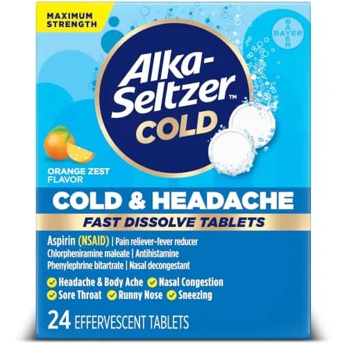 ALKA-SELTZER PLUS Severe Cold PowerFast Fizz Orange Zest 24ct | Fast Relief Tablets for Cold & Headache thumbnail 1