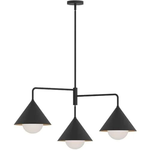 Alora Lighting Kuzco Remy 38in 3-Light Chandelier Matte Black Opal Glass | Modern Ceiling Fixture for Homes thumbnail 1