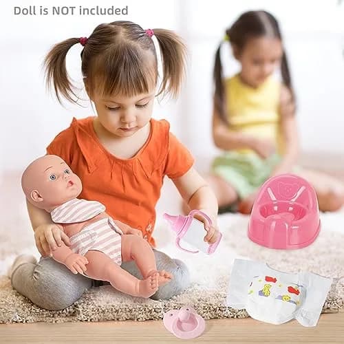 eDollable 12" Baby Doll Accessories Set Potty for Girls Ages 3+ | Complete Playset with Potty, Bibs & More thumbnail 4